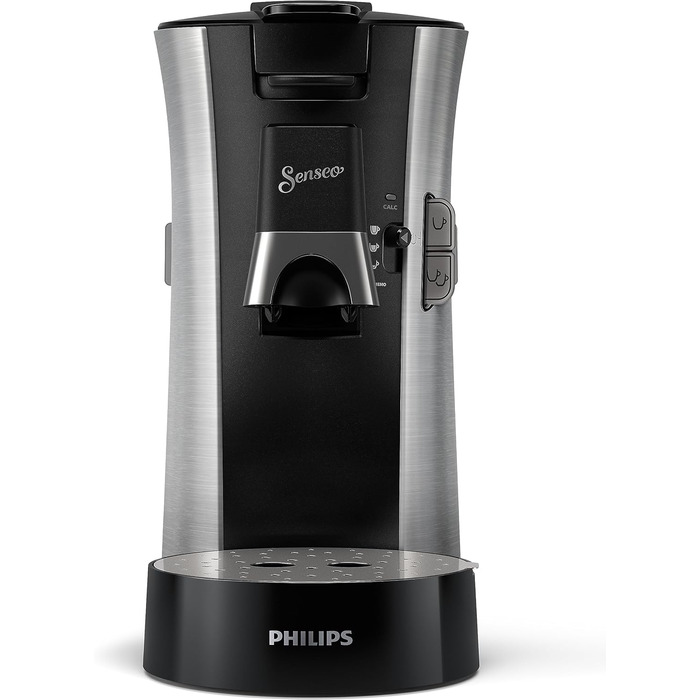 PHILIPS Senseo Select Coffee Pad Machine – Coffee Strength Choice Plus, Memo Function, Crema Plus Technology, 0.9L Water Tank, Two-Cup Function, Adjustable Outlet, Environmentally Friendly (CSA250/10) Brushed Steel