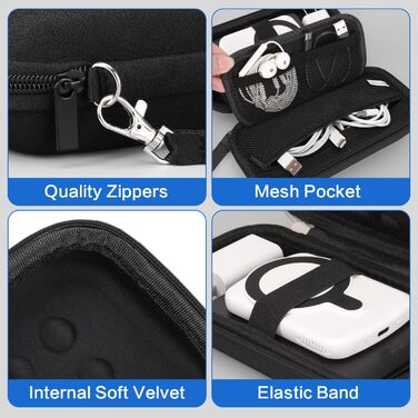 Органайзер для кабелів Teskyer, чорний, водонепроникний, жорсткий корпус, 8,5 x 17,5 x 6 см