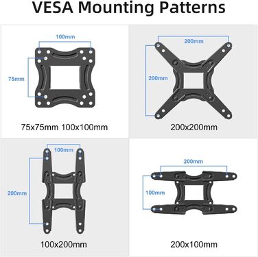 Кріплення для телевізора Suptek TV-Wandhalterung 13-42 дюйми, поворотне, нахильне, чорне, до 20 кг, VESA 200x200 MM, MA1345