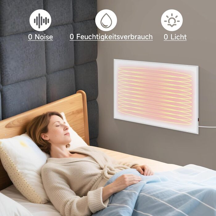 Інфрачервовий нагрівач Mursche 290W - електричний настінний обігрівач з механічним вимикачем та захистом від перегріву