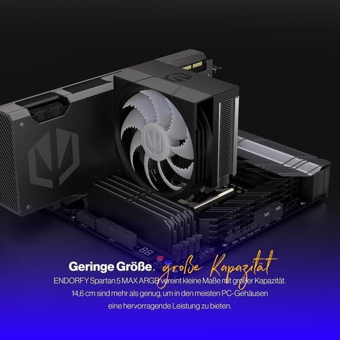 Система охолодження CPU Endorfy Spartan 5 Max ARGB: сумісна з AM4, AM5, LGA1700, LGA1200, LGA1150, з вентилятором 120 мм