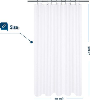 Штора для душу Barossa Design 152x182 см, вафельна тканина, біла, водонепроникна, преміум-якість, для ванної кімнати