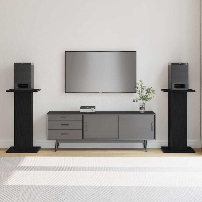 Підставка для колонок vidaXL, 2 шт., висока, для Hi-Fi, домашнього кіно, саундбар, покращене звучання, ДСП, чорна ельха, 30x30x60 см