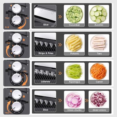 Набір для нарізки овочів ONCE FOR ALL з піддоном, овочевий слайсер, для нарізки картоплі фрі та картоплі, нарізчик цибулі, слайсер огірків - кубик-нарізач (оновлення Space Grey + комплект кошиків кольору асфальт)