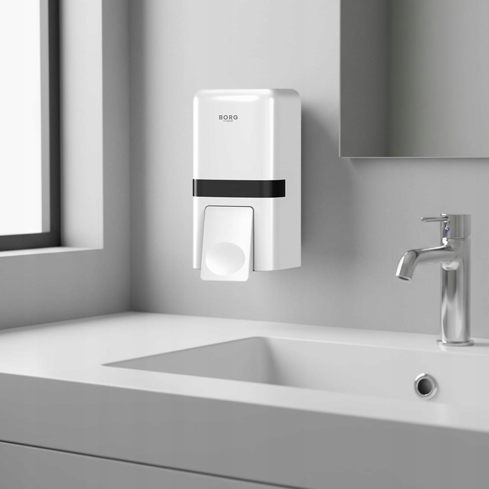Настінний ручний дозатор для мила BORG Hygiene, 800 мл, білий