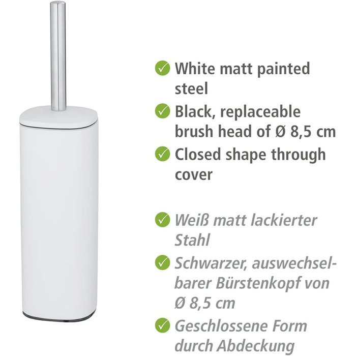 Набір для туалету WENKO Alassio: щітка для унітазу з висувним картриджем, чорний, сталь, 9,3 x 39,2 x 9,3 см