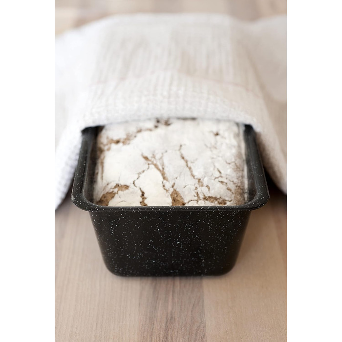 Riess, 0638-022, Professional Baker's Baking Pan, King Cake Mold, Capacity 1.7 Liters, Height 7.8cm, Width 10cm, Length 30cm, Enamel, Black, Bread Baking Pan, Induction, Enamel Baking Pan, Loaf Cake Pan