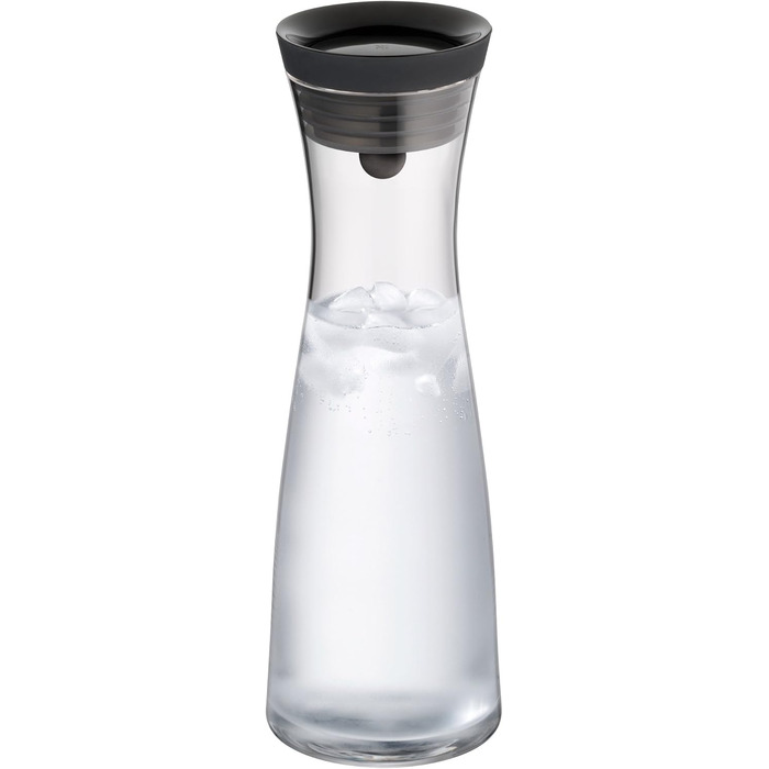 Графін для води WMF Basic 1 л, скляний, з силіконовою кришкою та механізмом CloseUp, чорний