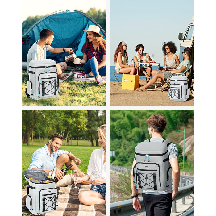 Large Cooler Bag Waterproof Insulated Leakproof Rolltop Cooler Bag Backpack Soft Cooler for Food & Drinks for Beach/Picnic/Camping
