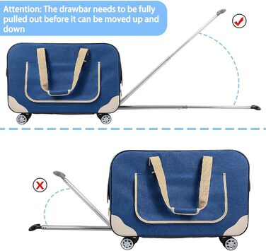 Переносний переноска для тварин з телескопічною ручкою, блакитна. Ідеально для собак та котів.