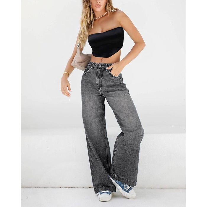 Джинси жіночі Weite Leg Straight Used-Look сірі XS