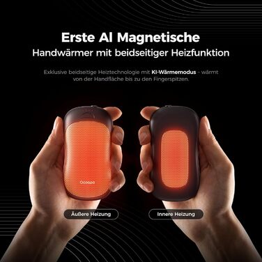 Електричні грілки для рук OCOOPA UT3 PRO (2 шт), 10000mAh, USB Powerbank, 4 режими нагріву, до 58°C, для чоловіків, ідеально для гольфу, полювання та кемпінгу, чорний