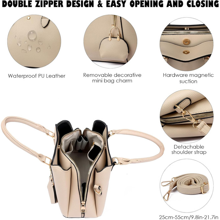 Сумка жіноча Myhozee середнього розміру зі штучної шкіри, чорна: сумка-шопер, кросбоді, сумка на плече