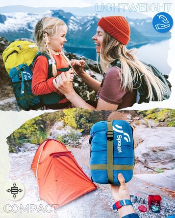 Sportneer Summer Sleeping Bag - Lightweight, Waterproof Camping Sleeping Bag for Hiking, Backpacking & Travel (Blue)