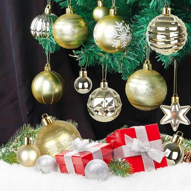 Набір прикрас на ялинку 44 шт. (6см та 3см), блакитний та сріблястий, для дому та вулиці