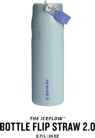 Фляга Stanley Flip Straw 2.0 з трубочкою 1.06л - термофляка, що охолоджує, з нержавіючої сталі, BPA-free, для напоїв, з підставкою, миється в посудомийній машині (700 мл, Blue Cactus)