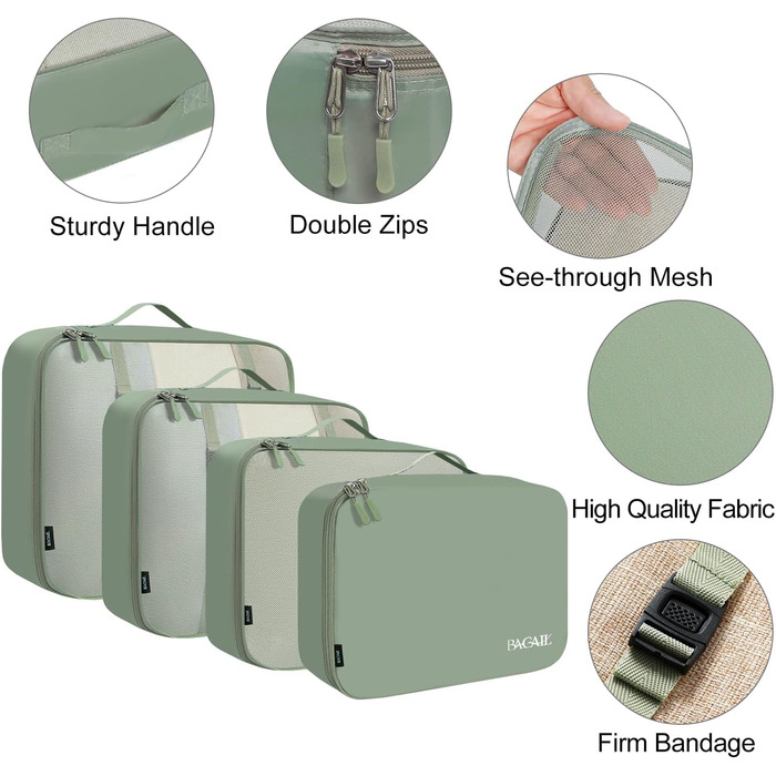 Набір органайзерів для валіз BAGAIL (8 шт.), Matcha-зелений