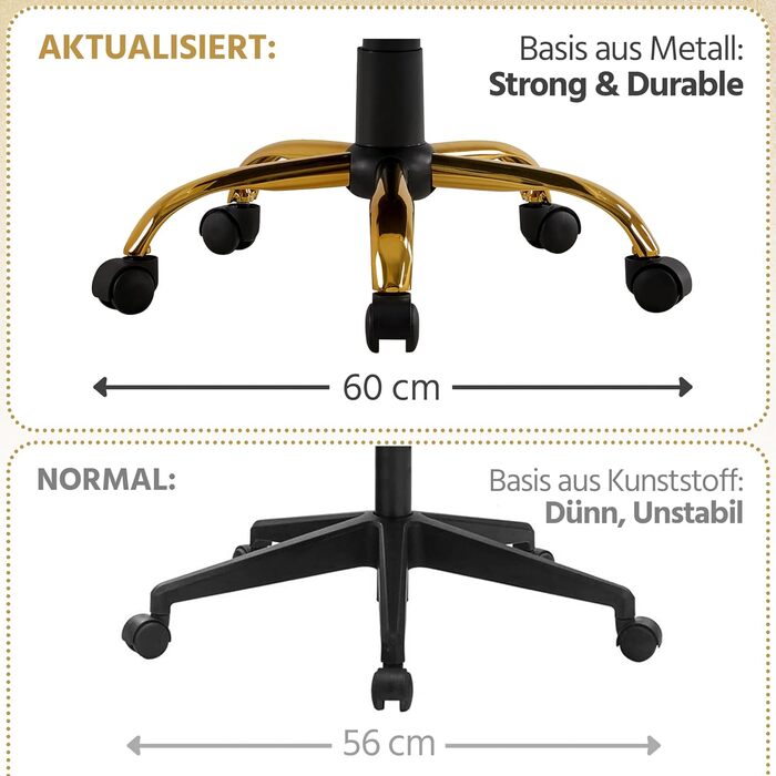 Офісне крісло Yaheetech з ергономічною спинкою, поворотне, з роликами та підлокітниками, до 130 кг, білий/золотий