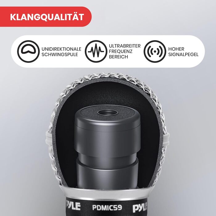 Набір мікрофонів Pyle 3 шт. - професійний, динамічний, кардіоїдний, з кейсом та кабелем XLR, чорний/срібний