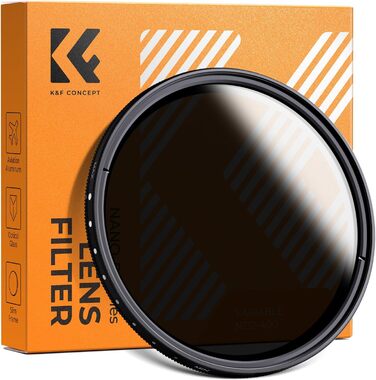 Фільтр ND Variabler K&F Concept 55mm (ND2-ND400) для фотографії пейзажів (Nano-Basic Series) з 3 серветками для чищення