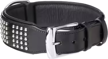 Nobby Leather Collar VINTO, black 60 cm (53-58 cm), 50 mm, 1 piece