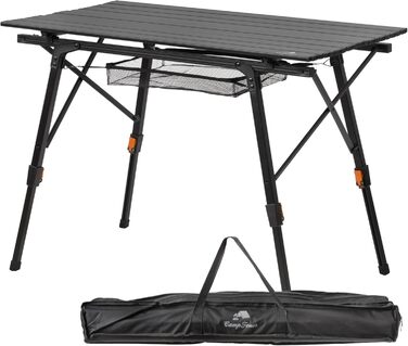 Складаний туристичний стіл CampFeuer | 90,5 x 51,5 см | З сумкою, для кемпінгу, саду, подорожей | Регульована висота, вуличній стіл, приставний столик | Для балкону, багатофункціональний (Чорний)
