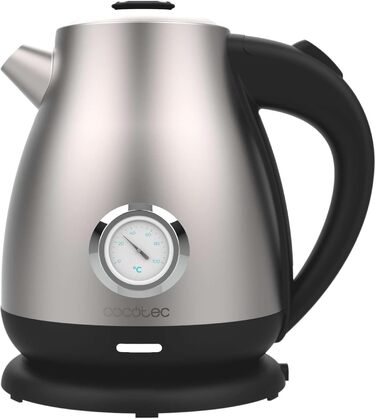 Cecotec 1.7L Retro Stainless Steel Electric Kettle with Thermosense - Fast Boiling, 360° Base, Analog Thermometer, Anti-Scale Filter, BPA-Free