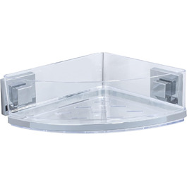 WENKO Vacuum-Loc Bathroom Corner Shelf Quadro UNO, With Removable Bowl, Mounting Without Drilling, Stainless Steel/Plastic, 28 x 8.5 x 19.5 cm