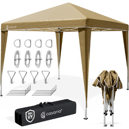 CASARIA® Capri Pavilion 3x3m Pop-Up UV Protection 50+ Waterproof Winter-Proof with Bag Foldable Stable Camping Garden Pop-Up Pavilion Party Tent (Cream)