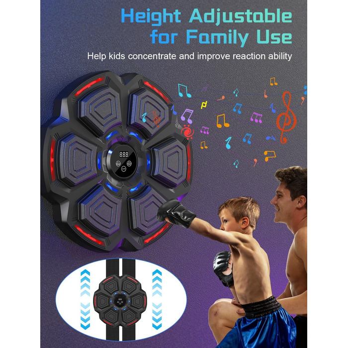 AONESY Music Boxing Machine - Bluetooth Punching Bag with LED Lights, 9 Speed Modes & Counter for Adults & Kids