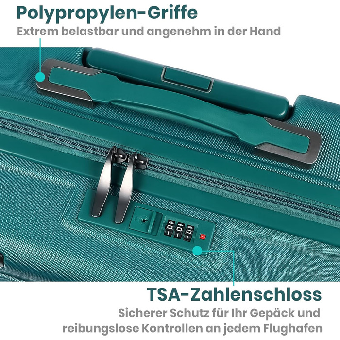 Набір валіз Tavoxda 3 шт. з TSA-замком, великі, для жінок та чоловіків, зелені