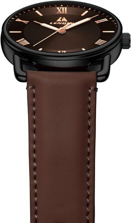 Чоловічий годинник LN LENQIN: аналоговий кварцовий годинник для чоловіків, водостійкий (30м), шкіряний ремінець, чорний/коричневий, бізнес-стиль