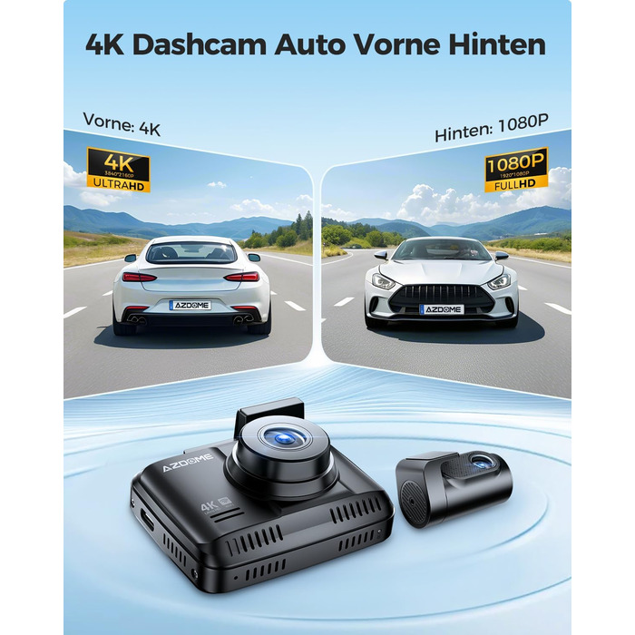 Відеореєстратор AZDOME GS63H Pro 4K з WiFi, GPS, Нічне бачення, 170° та Park Monitoring