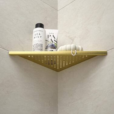 Полиця для душу Eck Duschregal з нержавіючої сталі 304, полиця для ванної кімнати з сітчастою конструкцією для плитки, вбудована полиця для ремонту ванної кімнати (щітка, 254 мм - 2 шт) (254 мм-2, золотий)