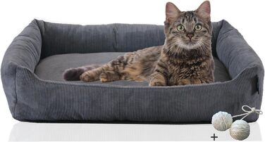 Кігтеточка-ліжко для котів Rohrschneider з ігровим м'ячиком (антрацит, кордур)