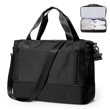 Спортивна сумка-дорожня Reisetasche жіноча 40x30x20 см для ручної поклажі Ryanair, водонепроникна, з відділенням для взуття - бежево-коричнева (F10)