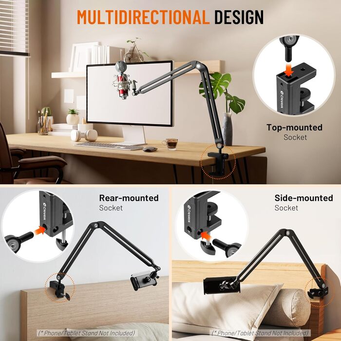 Підлокітник для мікрофона CAHAYA CY00380-1: регульований штатив з широкою основою, адаптер 3/8' - 5/8'