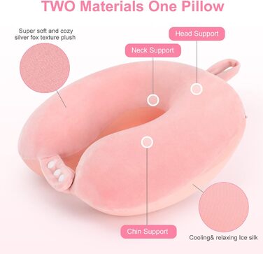 Подушка для шиї TALLGO з Memory Foam, рожева: для подорожей, автомобіля та дому