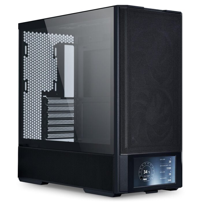 Ігровий корпус для ПК Lian Li LANCOOL 207 Digital ATX Midi Tower, чорний, з LCD-дисплеєм, підтримка відеокарт до 375 мм та радіаторів до 360 мм