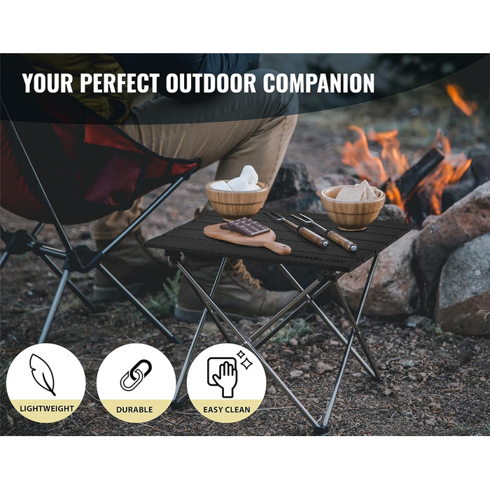 Trekology Стіл для кемпінгу: легкий, складаний, портативний, чорний Obsidian
