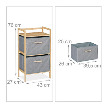 Relaxdays Bamboo Bathroom Shelf with 2 Laundry Baskets