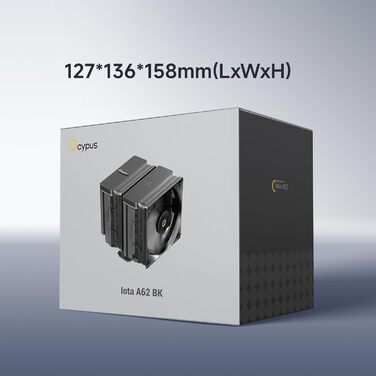 Ocypus Iota A62 BK: Кулер для CPU з цифровим дисплеєм, 6 теплових трубок, 2 вентилятори 120mm, підтримка AMD AM4/AM5, Intel LGA 115X/1200/1700/1851