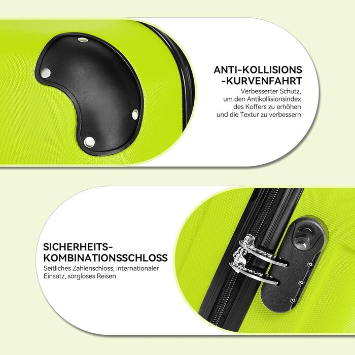 Чемодан Beibye Zwillingsrollen Hardcase XL 66см, зелений - міцний корпус, 14 кольорів