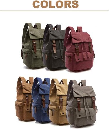 Canvas Backpack Vintage for Laptop Daypack Hiking Travel Large Capacity Bag Unisex