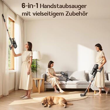 Бездротовий акумуляторний пилосос 45000Pa з антизаплутувальною щіткою, LED-дисплеєм та фільтрацією 99,9%, для прибирання шерсті тварин, килимів, твердих поверхонь та авто (сірий)