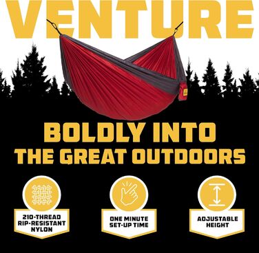 Гамак Wise Owl Outfitters подвійний для кемпінгу, похідів, відпочинку на природі, червоно-сірий, нейлон
