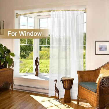 Вигнута штанга для душової завіси YNL, 89-203 см, золота, кругла, нержавіюча сталь, для ванної кімнати та ванни, регульована, розширювана, антикорозійна