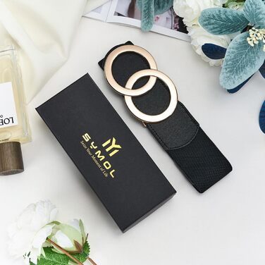 Жіночий еластичний пояс шкіряний 5 см, регульований 70-160 см, чорний, для суконь