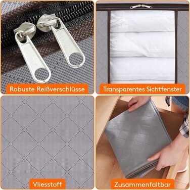 Органайзер для зберігання речей Lifewit - 6 шт. (120 л), сірий - для під ліжко, одяг, ковдри, речі, переїзди