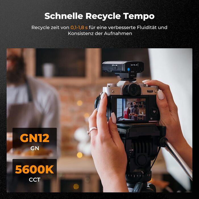 K&F CONCEPT GN12 Mini Flash - Світловий спалах для камери, 2000mAh, 8 режимів, сумісний з Nikon, Canon, Fuji, Panasonic